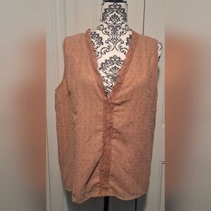 XL Elegant Tan Sleeveless Top